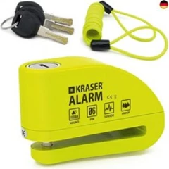 KRASER KR6Y Bremsscheibenschloss mit Alarm 110 dB, Verstärkt, 3 Schlüssel (2 E
