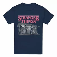 Stranger Things Season 1 Poster Bike Scene Unisex T Shirt, Navy, Large