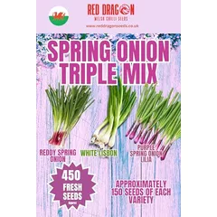 Spring Onion Triple Mix Seeds (450) – Reddy, White Lisbon & Purple Lilia – Colourful Salad Onion Collection – Mild, Sweet Flavour – Fast Growing, Easy to Grow – UK Seller