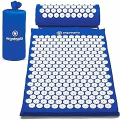 Ergotopia Acupressure Mat for Soothing Relaxation/Massage Mat for Quiet Moments and Better Blood Circulation/with Acupressure Pillow, blue, 68 x 42cm