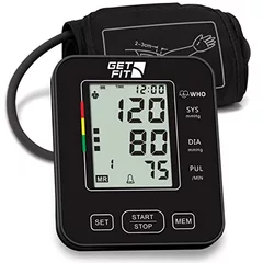 Get Fit Blood Pressure Monitor CE Approved UK for Home Use Medical Upper Arm Blood Pressure Machine - Heart Rate Monitor - Hypertension Detector - Adjustable 35-52cm X-Large Adult Cuff - LCD Display