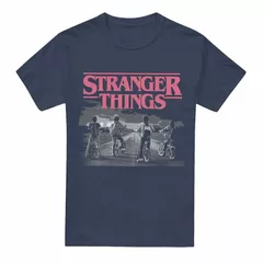 Stranger Things Season 1 Poster Bike Scene Unisex T Shirt, Heather Navy, Small
