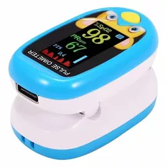 Children Fingertip Pulse Oximeter, Oxygen Monitor for Kids Baby and Blood Oxygen Saturation Heart Rate Monitor with Automatic Shut-Down, SPO2 Pulse Oximeter, Rechargeable via USB (Blue)