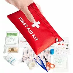 Mini First Aid Kit,108 PCS Small First Aid Kit Medical First Aid Kit Travel Size Includes Bandage Tablets Cotton Swabs First Aid Guid for Travel Home Cycling Hiking Camping Survival