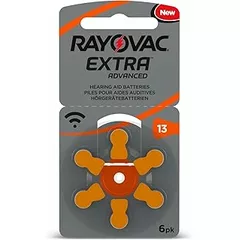 RAYOVAC Extra Advanced with Active Core Technology 13 – Hearing Aid Batteries, Pack of 6