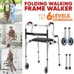 Folding Walking Frame | Lightweight Walker Adjustable Folding Zimmer Walking Aid