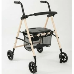 4-Wheel Rollator Walker with Seat Backrest Folding Medical Mobility Aid Cream 14