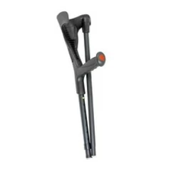 PEPE Mobility Folding Crutch for Adults (x1 Unit), Open Cuff, 1 unit, Black