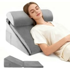 Bed Wedge Pillow, 10-in-1 Folding Memory Foam Sleeping Support Pillow with