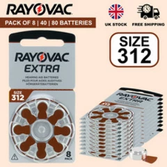 Rayovac Extra Advanced Hearing Aid Batteries Size 312 Brown Zinc Air Batteries