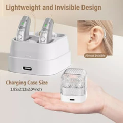 BTE Digital Rechargeable Hearing Aid For Severe Hearing Loss With Charging Case