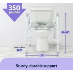 Medline Steel Drop Arm Commode Chair Adults Seniors Padded Seat Drop Down Arms