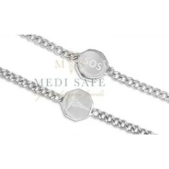 WATERPROOF STAINLESS STEEL SOS BRACELET/MEDIC ALERT/ LADIES/MENS/TALISMAN SILVER
