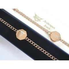GENUINE 9ct ROSE GOLD PLATED STAINLESS STEEL SOS BRACELET/MEDICAL INFO TALISMAN