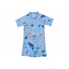 PythJooh Baby Boy Swimsuit Zipper Rash Guard One Piece Beach Swimwear Shark Print Shorts Swimming Outfits 0-5Years