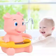 Asixxsix Baby Bath Thermometer, 34-44°C Range Large LED Display Floating Water Temperature Thermometer, Floating Baby with No Battery Required for Infant Bath Safety (Pink Pig)