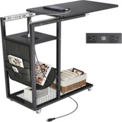 Colima C Shaped End Table Charging Station Black Extra Large C Table