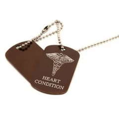 Personalised Pair Medical Symbol SOS Alert Heart Condition Army ID Tags Engraved