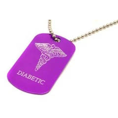 Personalised Medical Symbol SOS Alert, Diabetic, Army ID Tag, Engraved