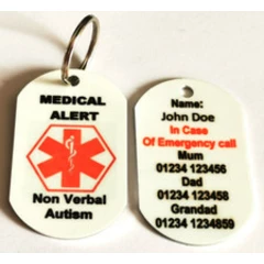 Personalised Medical Alert Keyring for Non Verbal Autism
