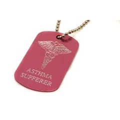 Personalised Medical Symbol SOS Alert, Asthma Sufferer, Army ID Tag, Engraved