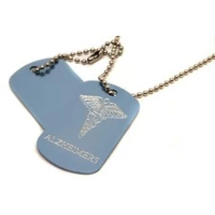Personalised Pair Medical Symbol SOS Alert, Alzheimers, Army ID Tags, Engraved