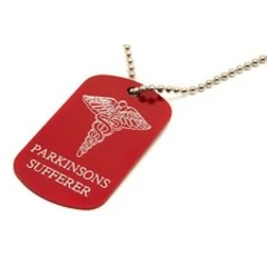 Personalised Medical Symbol SOS Alert, Parkinsons Sufferer, Army ID Tag Engraved