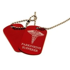 Personalised Pair Medical Symbol Alert, Parkinsons Sufferer, Army Tags, Engraved