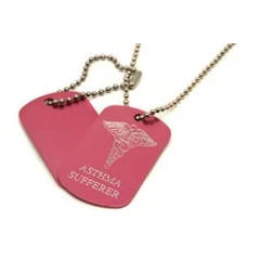 Personalised Pair Medical Symbol Alert, Asthma Sufferer, Army ID Tags, Engraved