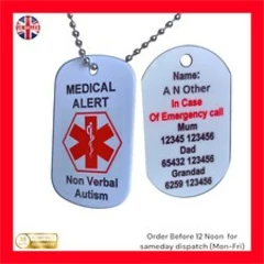 Personalised Medical Alert Necklace for Non Verbal Autism
