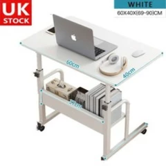 Mobile Over Bed Desk Table Hospital Overbed Height Adjustable Laptop Tray Stand