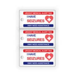 3 x Urgent Medical Alert Key Tags | SEIZURES | PVC Medical Condition Cards