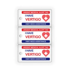 3 x Urgent Medical Alert Key Tags | VERTIGO | PVC Medical Condition Cards