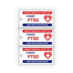 3 x Urgent Medical Alert Key Tags | PTSD | PVC Medical Condition Cards