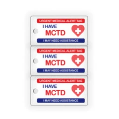 3 x Urgent Medical Alert Key Tags | MCTD | PVC Medical Condition Card