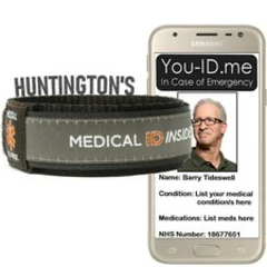 Huntington's Disease Bracelet Medical ID Wristband Alert Emergency Contacts Band