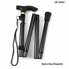 Easy Folding Lightweight Walking Stick Height Adjustable Aluminium Metal Cane