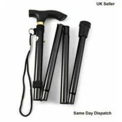 Easy Folding Lightweight Walking Stick Height Adjustable Aluminium Metal Cane