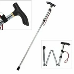 Easy Folding Lightweight Walking Stick Height Adjustable Aluminium Metal Cane