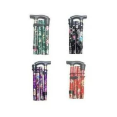 FLORAL EASY FOLDING ADJUSTABLE WALKING STICK ALUMINIUM NON SLIP POLE