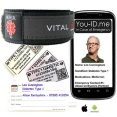 Type 1 Diabetic Medical Identity Bracelet Band SOS Alert ID Wristband SMS Phone