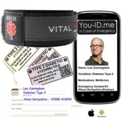 Type 2 Diabetic Medical Identity Bracelet Band SOS Alert ID Wristband SMS Phone