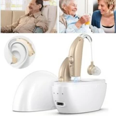 Clear Digital Hearing Aid Rechargeable Behind Ear BTE Sound Voice Amplifier XMAS