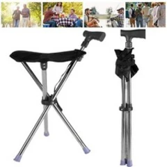 Folding Walking Stick Seat Portable Walking Stick Stool Aluminium Walking Cane