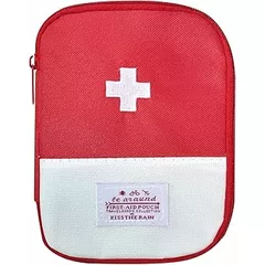 Travel Mini First Aid Pouch, Portable Mini First Aid Kit Storage Bag for Medicine Boxes WishLotus Medical Kits Empty Bag for Sports Camping Hiking Outdoor Activities Emergency (Red),6.5x5.1x0.6in