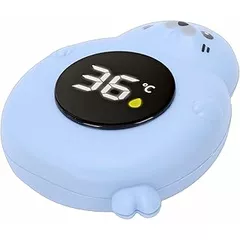 Rengue Baby Bath Thermometer, Baby Thermometers with LED Display and High-Temperature Alarm Measuring Up to 210°F for Infant Toddler Bathtub and Pool Safety Bath Thermometer, Cute (Blue)