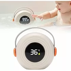 HEEPDD Speaker Shape Baby Bath Thermometer, Water Proof LED Digital Cute Floating Toy Bath Thermometer Baby Safety with Temperature Warning for Infant Toddler Bathtub Swimming Pool (Beige)