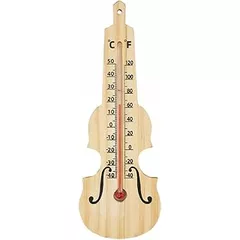 Wooden Wall Mounted Thermometer for Indoor Outdoor Use, Dual Scale Celsius Fahrenheit Display, Natural Pine Wood Home Baby Room Greenhouse Decor, 22.5x8cm
