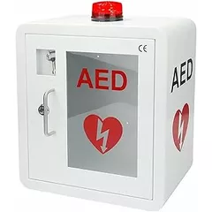 AED Defibrillator Cabinet - Wall-Mounted Storage Box with Light and Alarm for First Aid in Office, Home, Bus - Cardiac Defibrillation Alarm Box