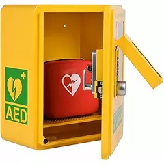 NGARY AED Defibrillator Storage Cabinet, Wall-mounted Steel AED Alarm Box, Cardiac Defibrillation Alarm Box With Password Lock And Alarm, Greater Safety Corner Design, for Home, Office, Nursing, Bus